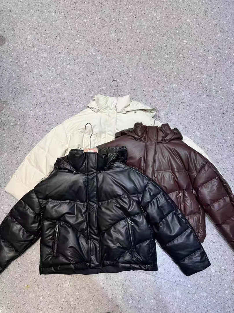 炸款 米索高定连帽皮面羽绒服外套23721