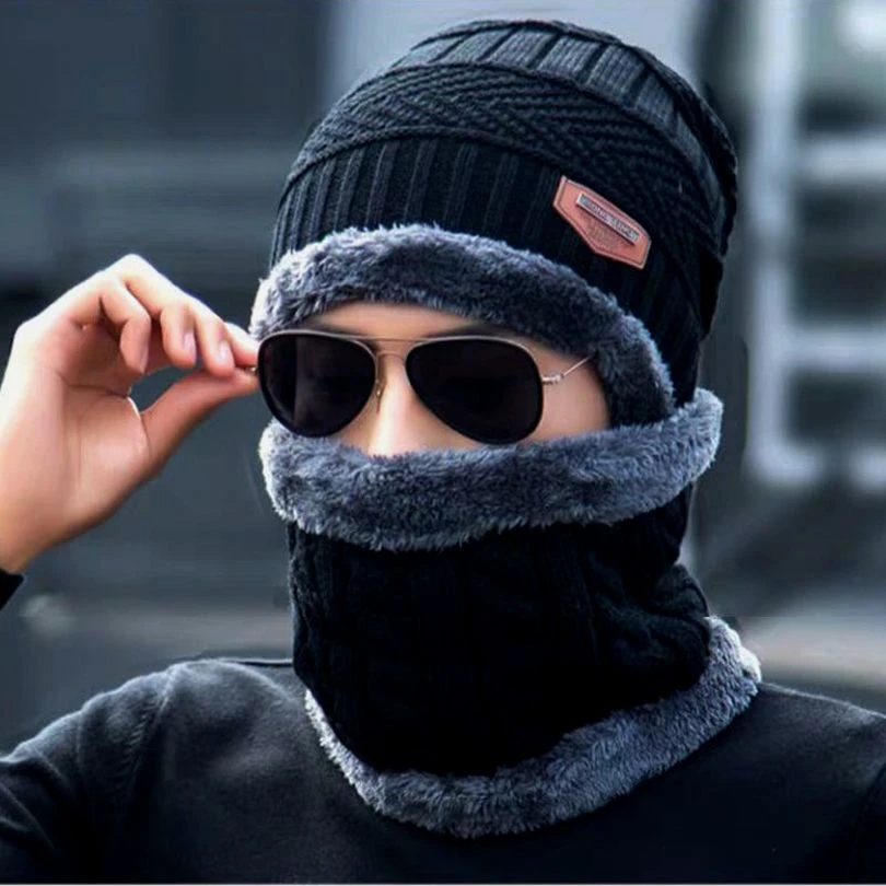 帽子男冬天加绒毛线帽加厚针织帽秋冬季套包头棉帽保暖潮青年韩版