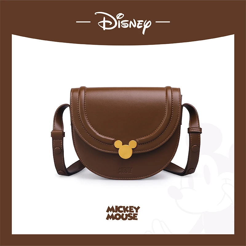 Disney/迪士尼米奇棕色复古时尚单肩斜挎半圆马鞍包1