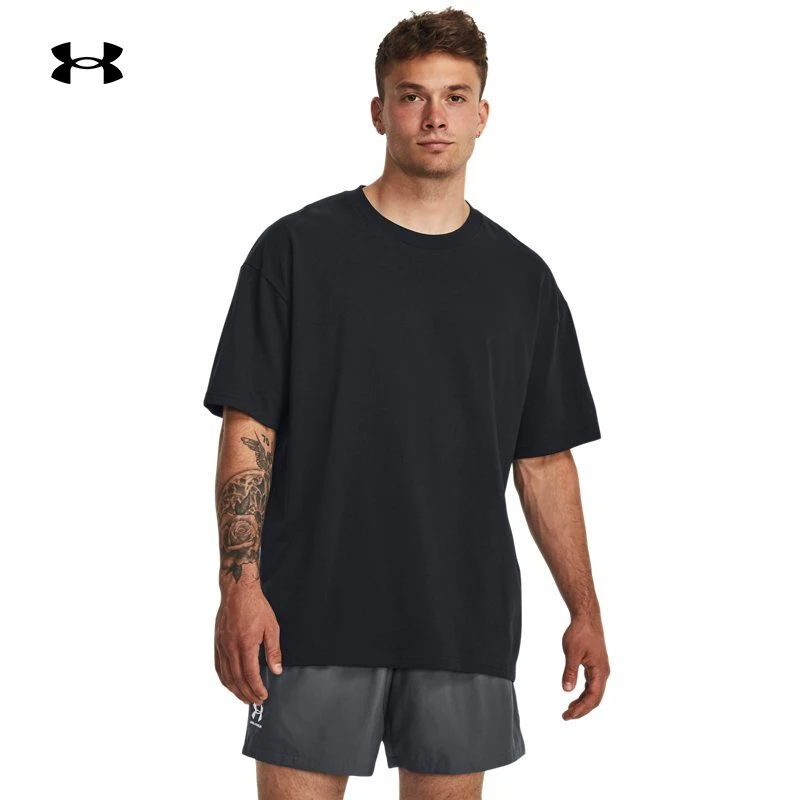 安德玛官方UA春夏男子宽松高克重训练运动短袖T恤1384037