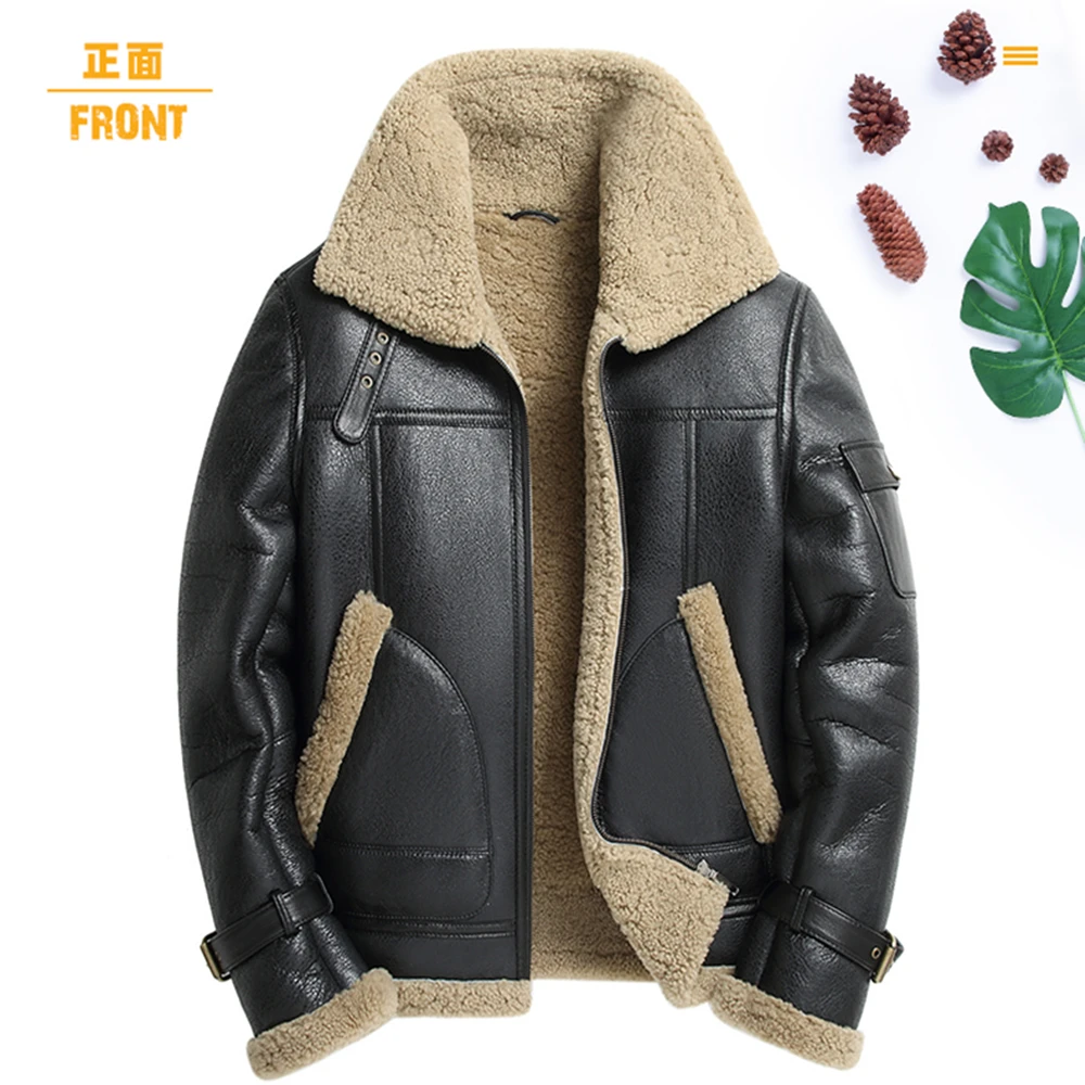 9033 原生态男皮毛一体真皮真毛短款机车皮衣