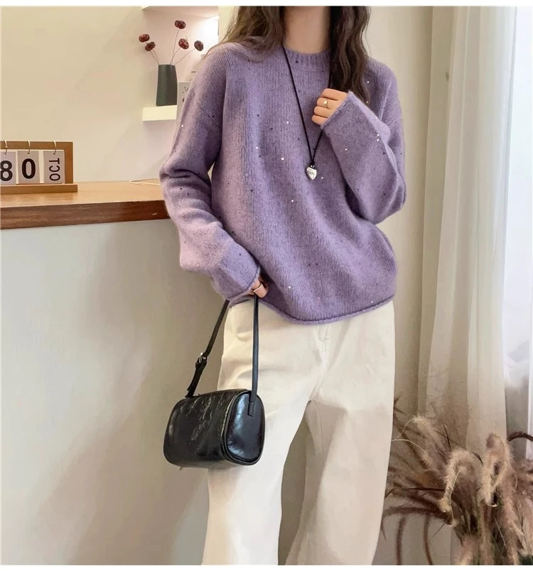 重工亮片针织衫女欧洲站2025时尚季新款欧货女装加厚打底衫H5-23