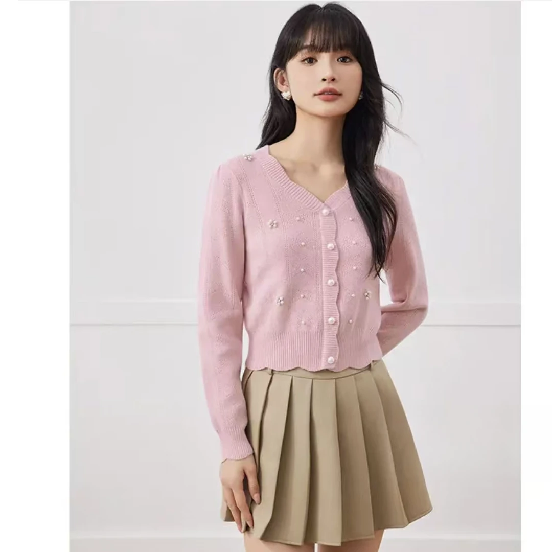 2024秋冬季新款韩系纯欲时尚减龄小众设计甜美针织衫女上衣H3-51