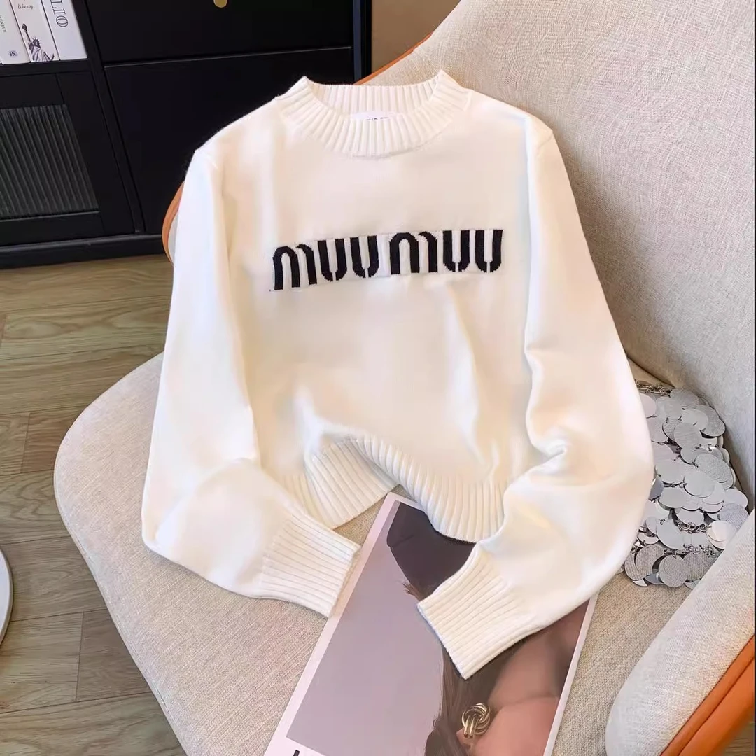2025新款高级感超好看针织衫字母圆领毛衣女时尚季内搭上衣H2-57