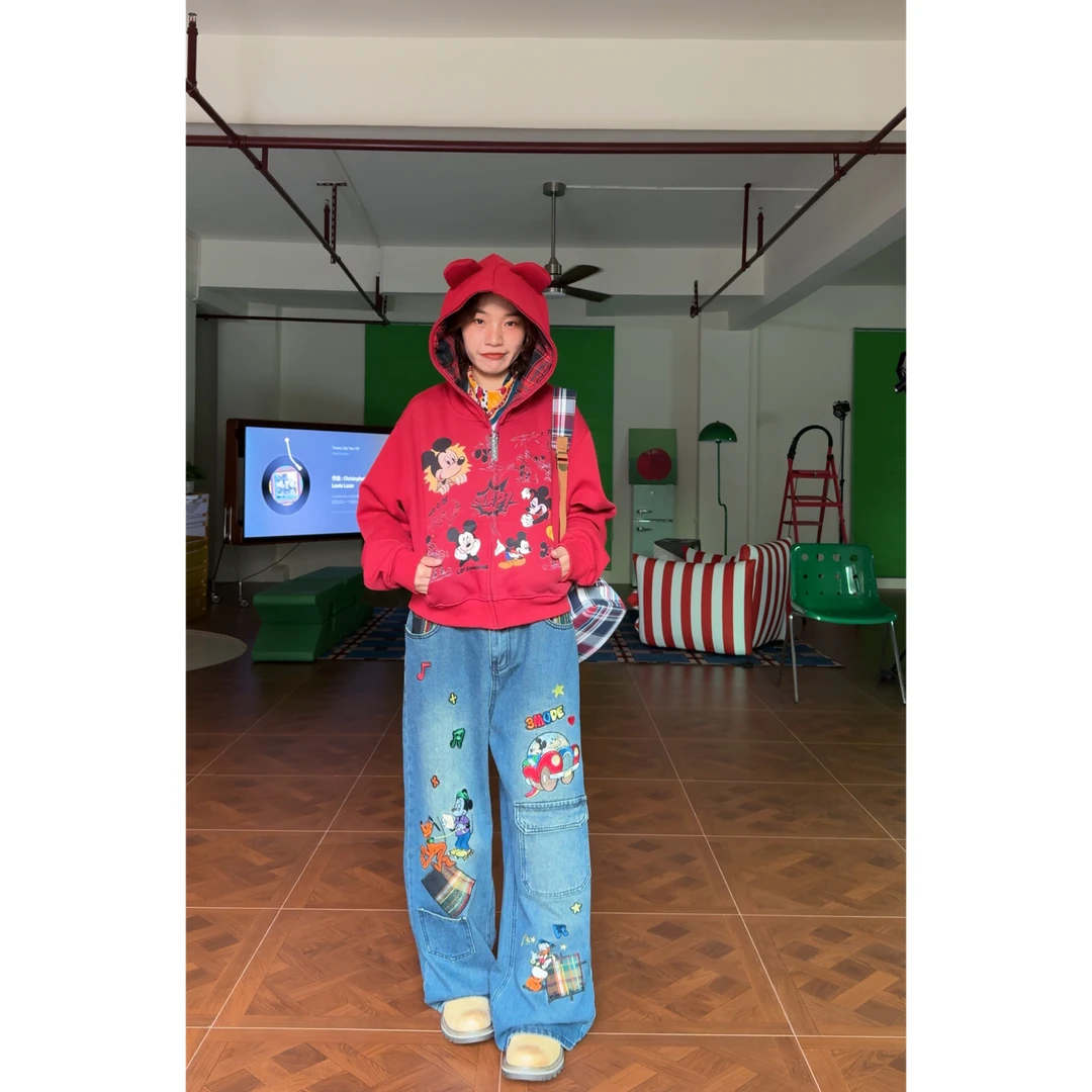 米奇丹宁色洗水牛仔裤（微瑕断码理性消费）fx