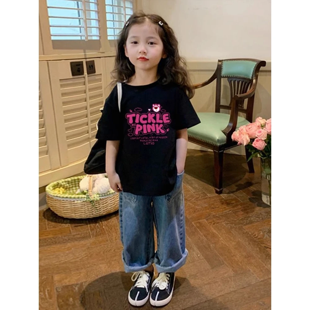 女童短袖T恤2024新款夏装儿童大童宝宝夏季宽松休闲卡通纯棉上衣