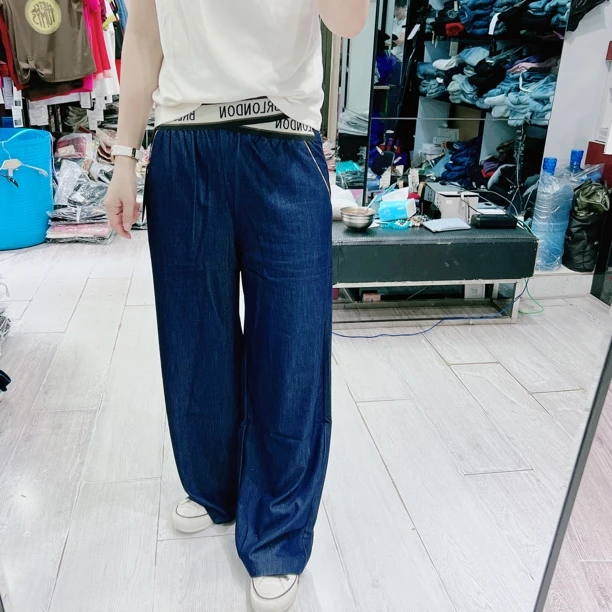 南韩正版垂坠感凉快直筒裤松紧休闲百搭裤9212品