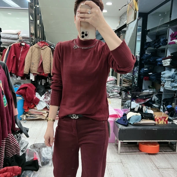 秋冬双面德绒气质3色中领蝴蝶结亮钻上衣5558品