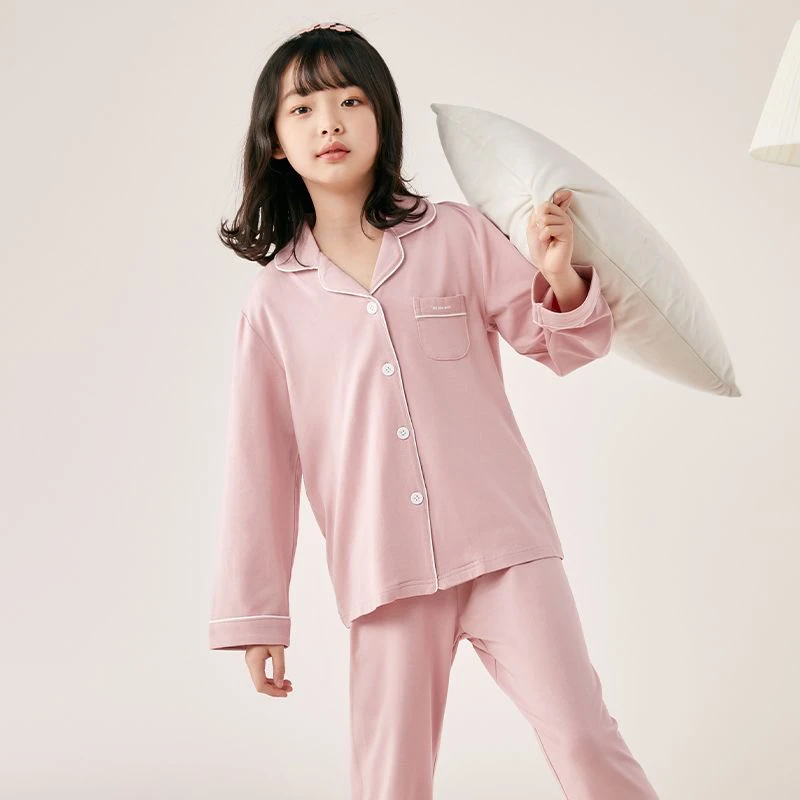 D剪标春秋儿童睡衣男女童长袖家居服套装夏季透气睡衣