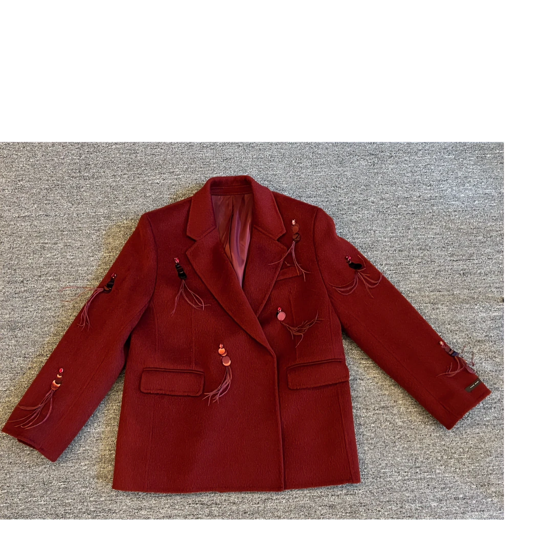 2024女士羊毛气质西装外套显瘦网红时尚百搭秋冬时装设计师毛呢