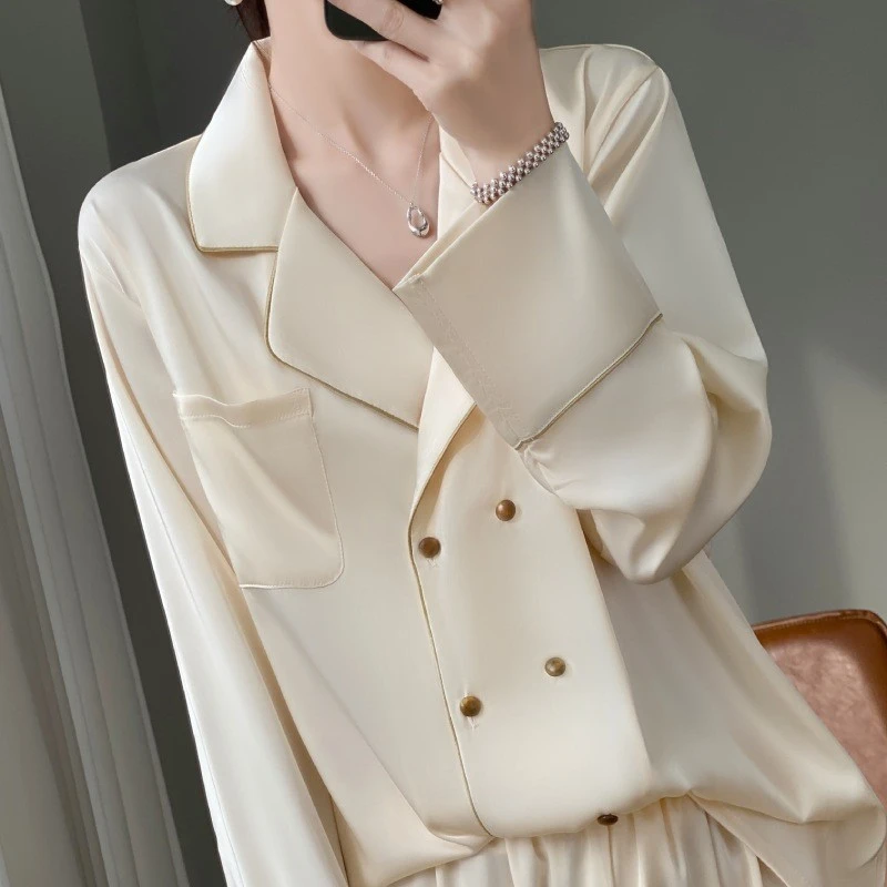 主播推荐高级感木纹扣睡衣女长袖春秋网红家居服气质情侣睡衣