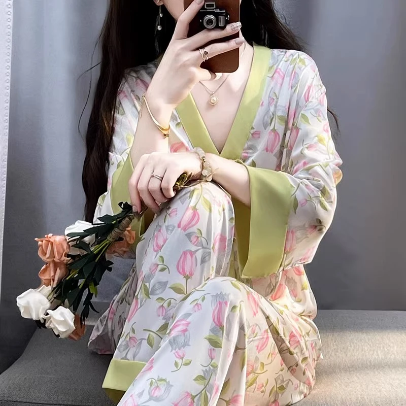 tpvl原创新中式国风盘扣睡衣女秋长袖小众套装家居服2025新款优雅