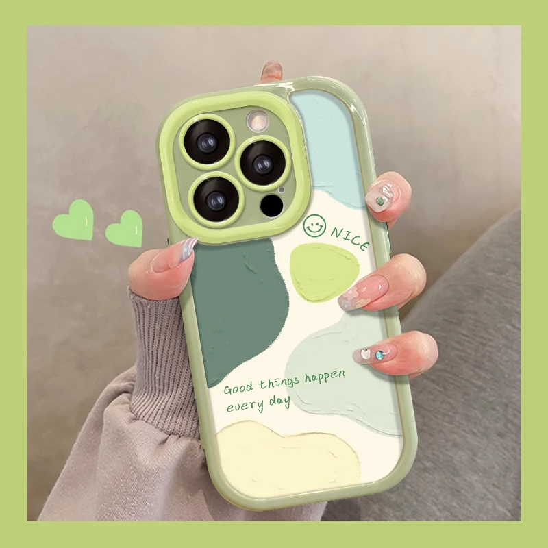 苹果14手机壳新款iPhone13ProMax涂鸦色块12/15可爱11/Xs全包8P女