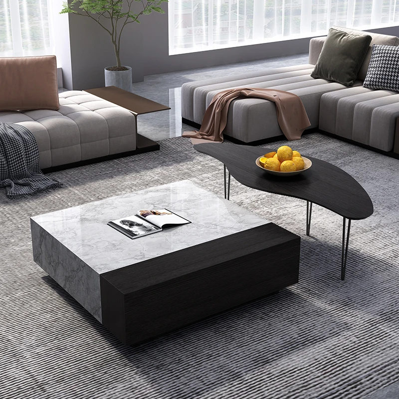 意式极简岩板茶几客厅大气现代简约小户型云朵茶几方形茶几家用