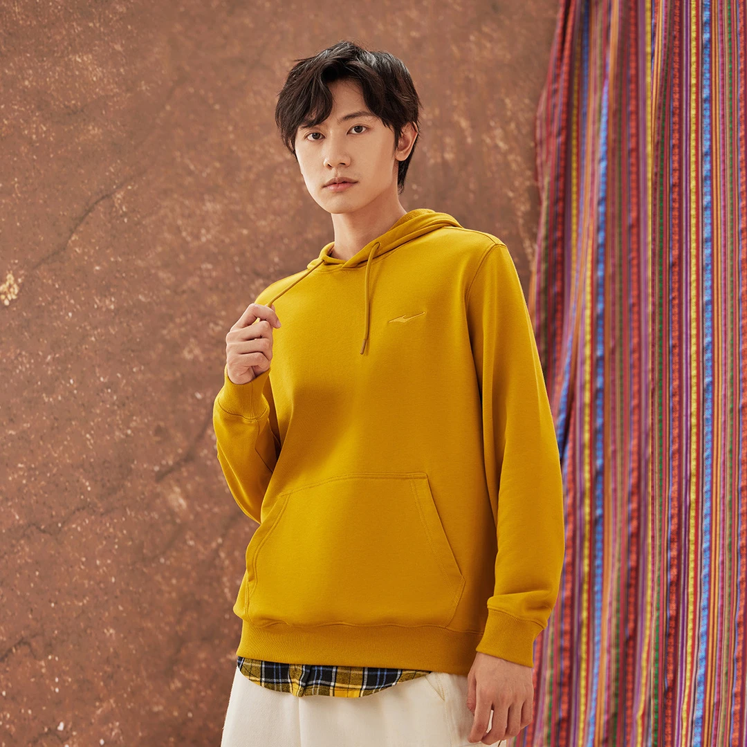 【新疆棉】色彩博物馆丨鸿星尔克情侣款套头带帽运动休闲卫衣2098