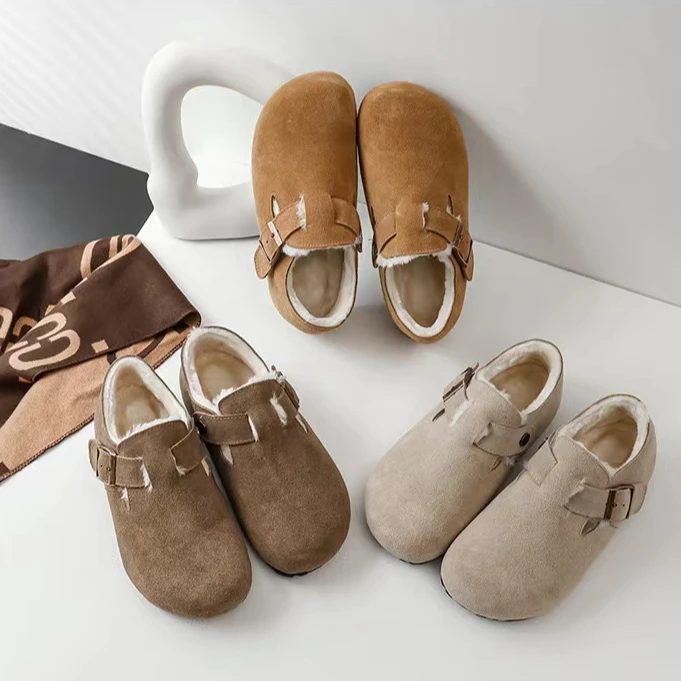 厚底博肯鞋真皮2023秋冬新款加绒钓鱼软木底全包皮毛一体雪地单鞋