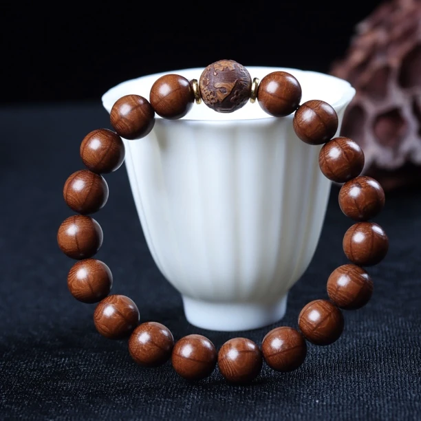 正宗五台山六道木降龙木1.0带雕刻珠男女同款手串