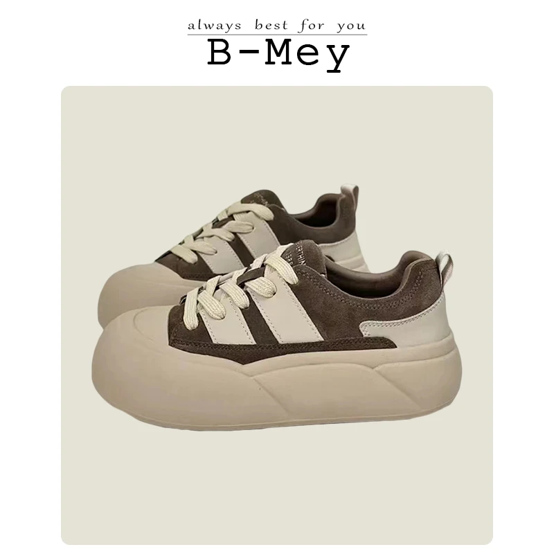 B-MEY 2023新款韩系厚底鞋圆头百搭加绒轻便休闲鞋102602  YL