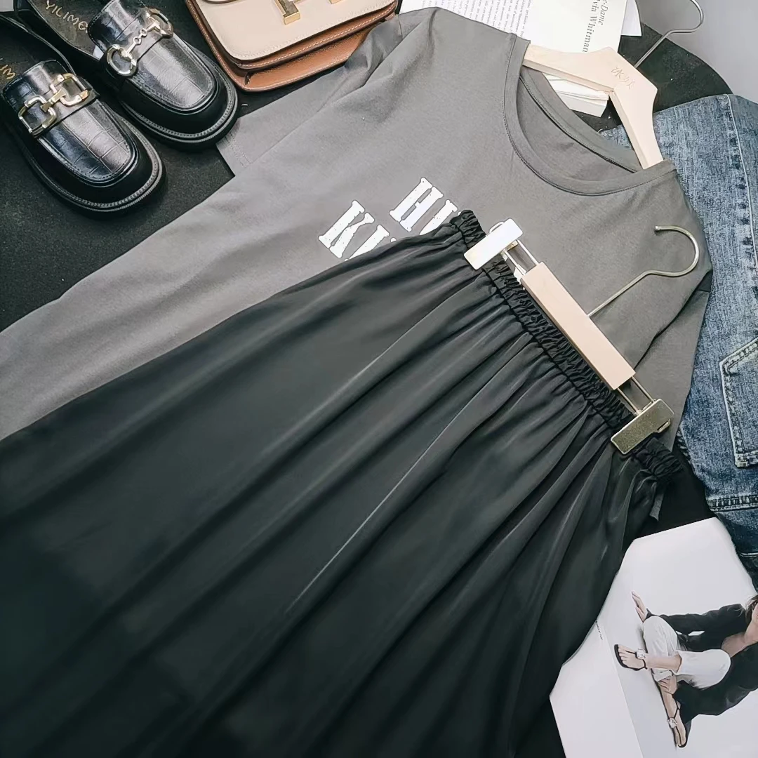 B-MEY  韩版字母短袖+休闲半裙套装 070416 LSBK