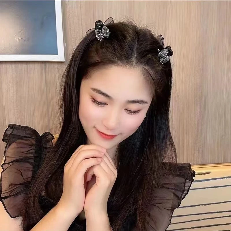 504网红水晶小抓夹侧边夹刘海夹子公主夹小抓夹双面发饰（1对装）