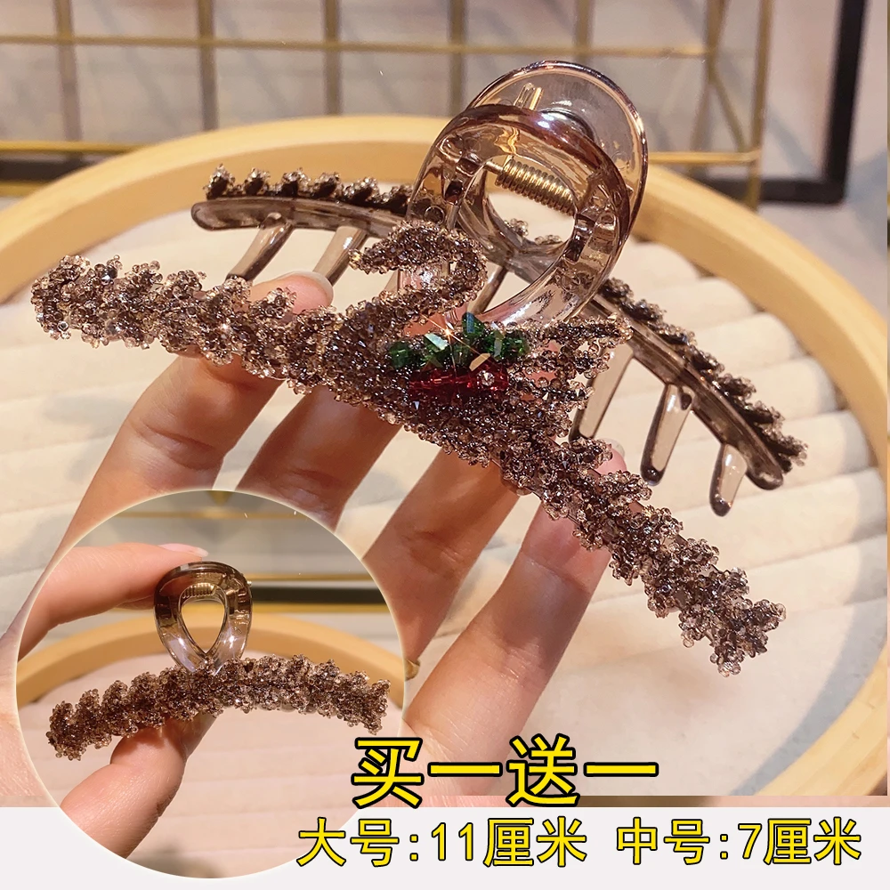 1012高级水钻麦穗抓夹亚克力大号轻奢鲨鱼夹后脑勺盘发气质发卡女