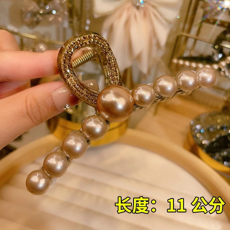 718韩版网红轻奢鲨鱼夹简约百搭时尚大抓夹精致头饰金色中秋发饰