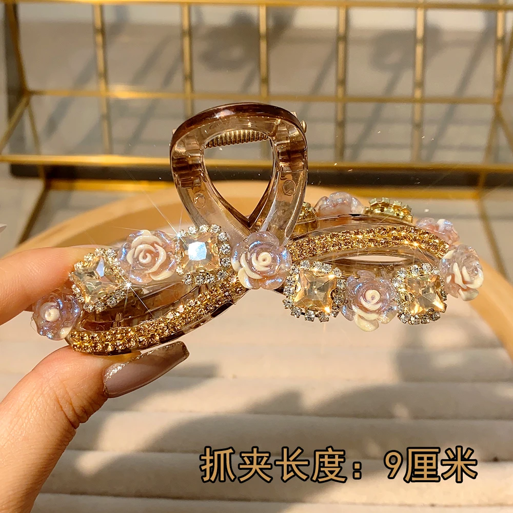 954新款高级感轻奢时尚满钻9公分抓夹网红气质后脑勺盘发优雅发夹