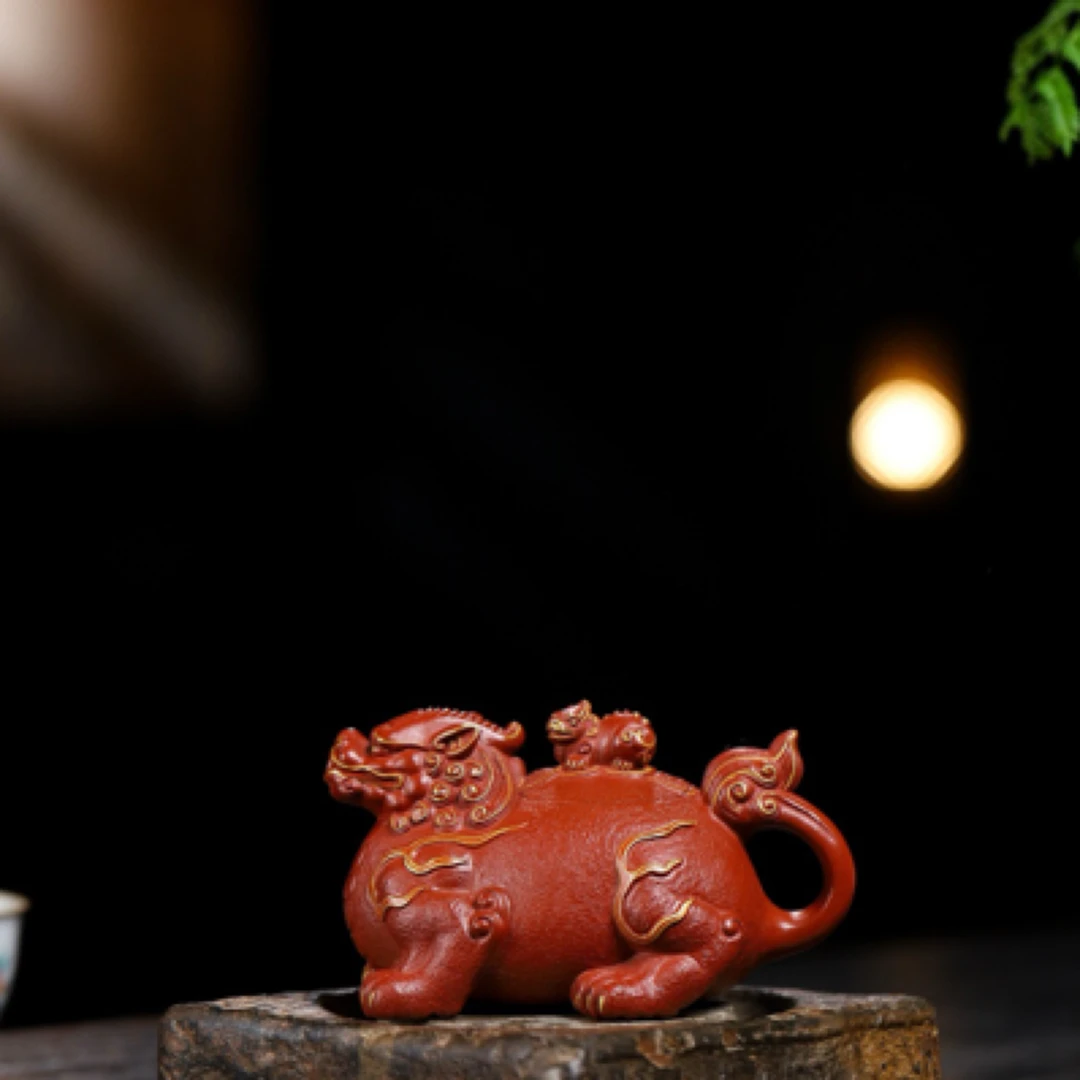 杨军保老师 【龙生九子之火焰龟龙】紫砂壶原矿朱泥，250cc