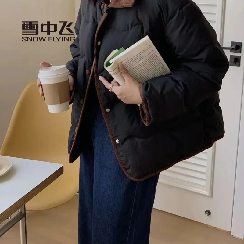 雪中飞绒服羽绒服女冬季韩版宽松棉衣甜美舒适文艺小香风棉袄短