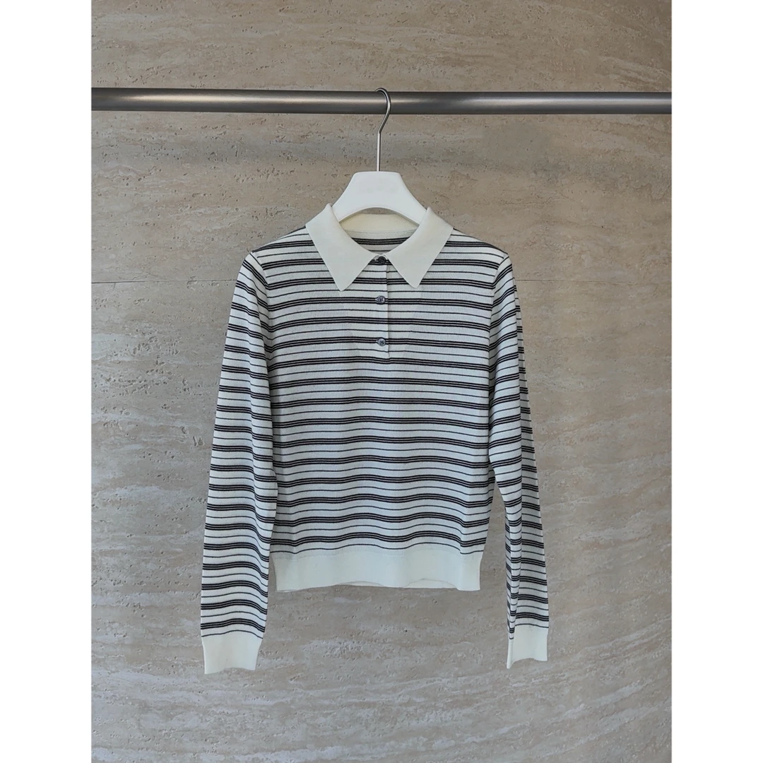 瑞瑞ANNYRUI【宝藏单品】高奢MIU风精纺细条纹时尚百搭长袖羊毛衫