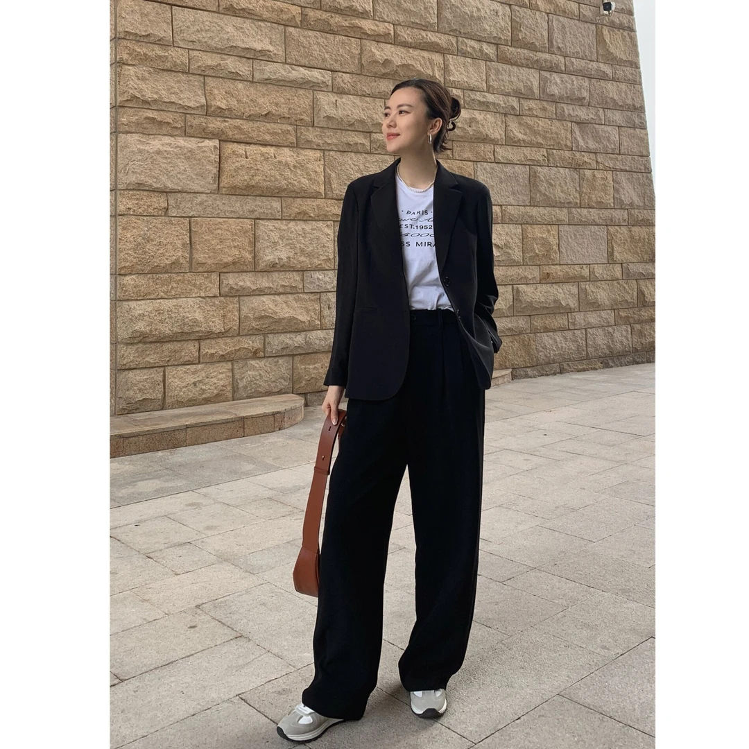 瑞瑞ANNYRUI 高定设计感时尚廓形宽松重磅桑蚕丝西服