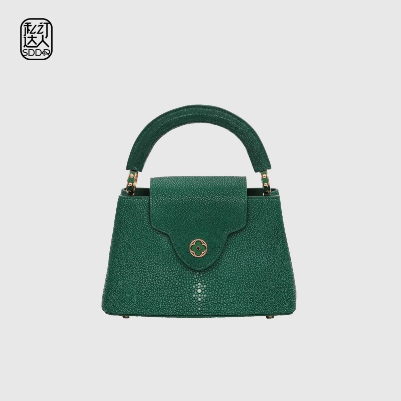 AI.BAGBURRY女士轻奢时尚手提包 小众珍珠鱼皮 复古名媛贵妇女包