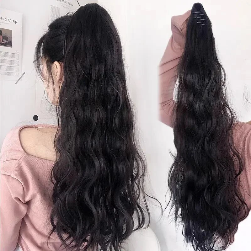 马尾女自然仿真发长发抓夹水波纹高马尾蓬松网红辫子一体卷发马尾