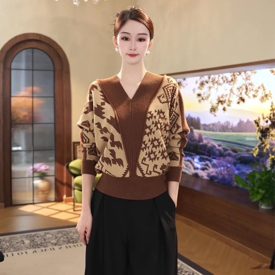 唐熹预售2025秋季新款【R24-Q95】含绵羊毛百搭驼色宽松套头针织衫