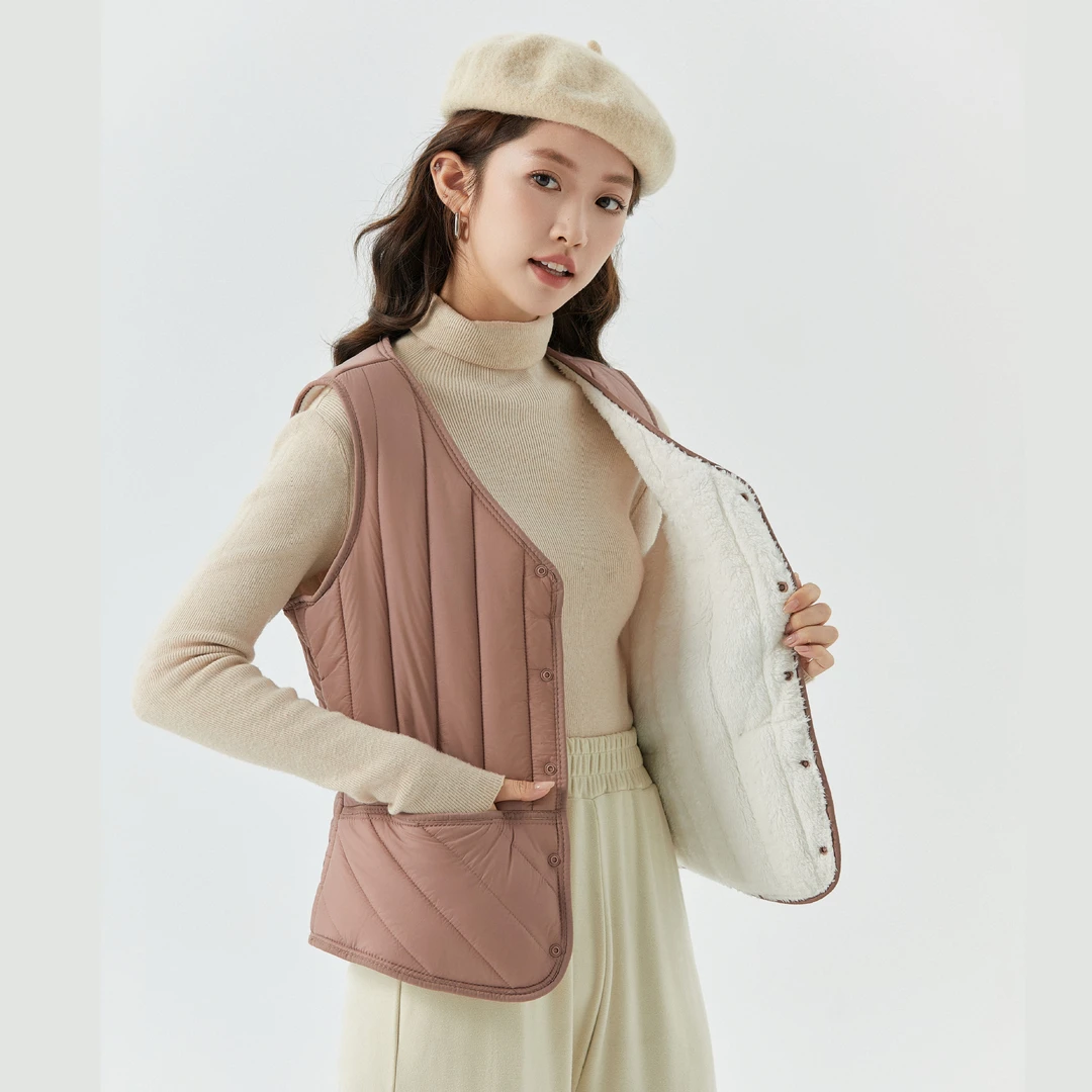 女士冬季棉马甲保暖加厚加绒中老年人妈妈青年内搭坎肩羊羔毛修身