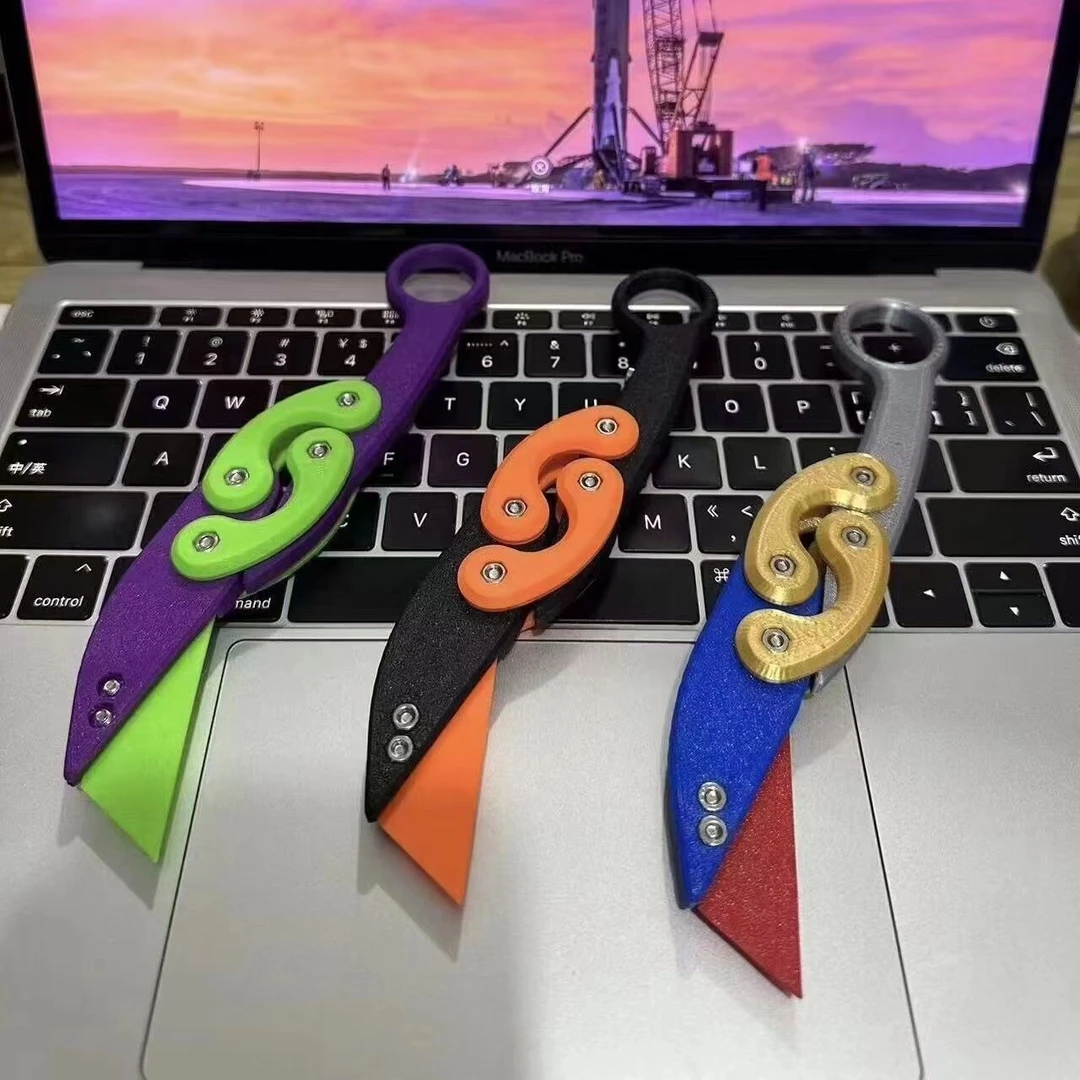 3D重力折叠爪子刀折叠蝴蝶爪重力新款速推减压玩具3d打印爪子刀