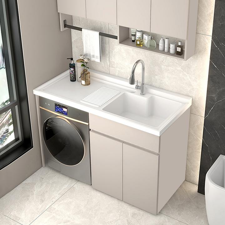 定制切角阳台洗衣柜组合洗衣盆伴侣洗手盆带搓衣板防水防晒防潮柜