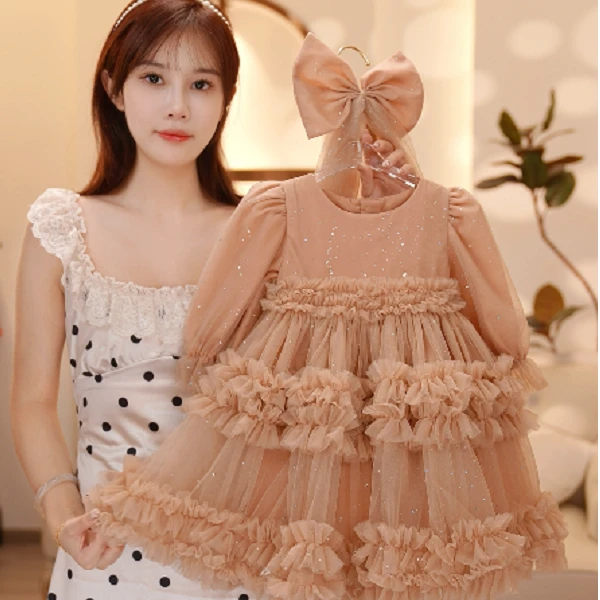 【Y.n1688】2024时尚新款连衣裙女童洋气重工气质蓬蓬纱公主裙复古