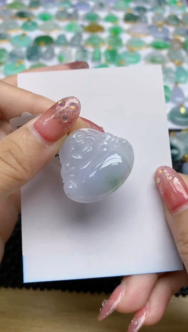 【闪购商品】翡翠挂件18K金镶嵌75天然翡翠A货