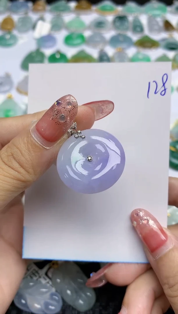 【闪购商品】翡翠挂件18K金镶嵌天然翡翠A货，128