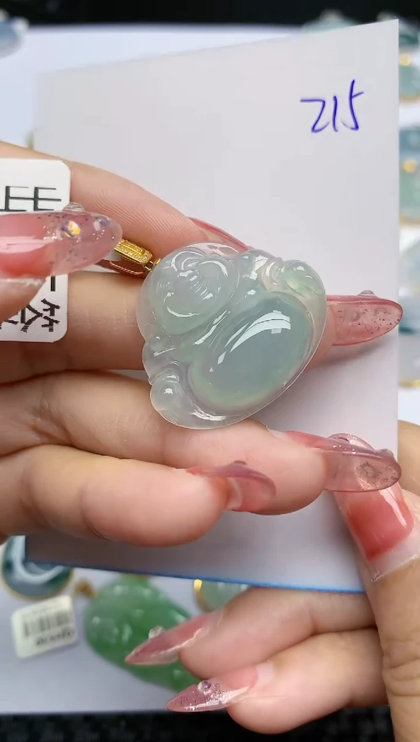 【闪购商品】翡翠挂件18K金镶嵌天然翡翠A货，215
