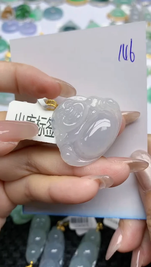 【闪购商品】翡翠挂件18K金镶嵌天然翡翠A货，146