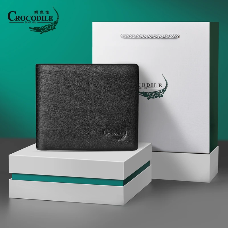 鳄鱼恤正品男士钱包简约头层牛皮短款钱夹商务年轻人高级皮夹礼物