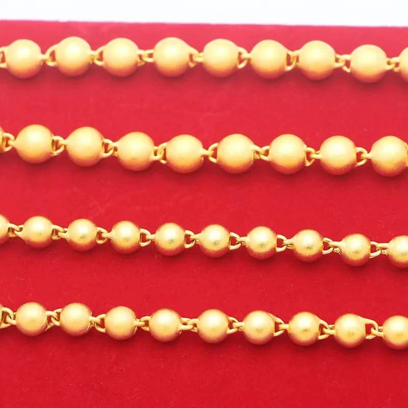 铜合金项链 经典磨砂款圆珠项链百搭素款空心