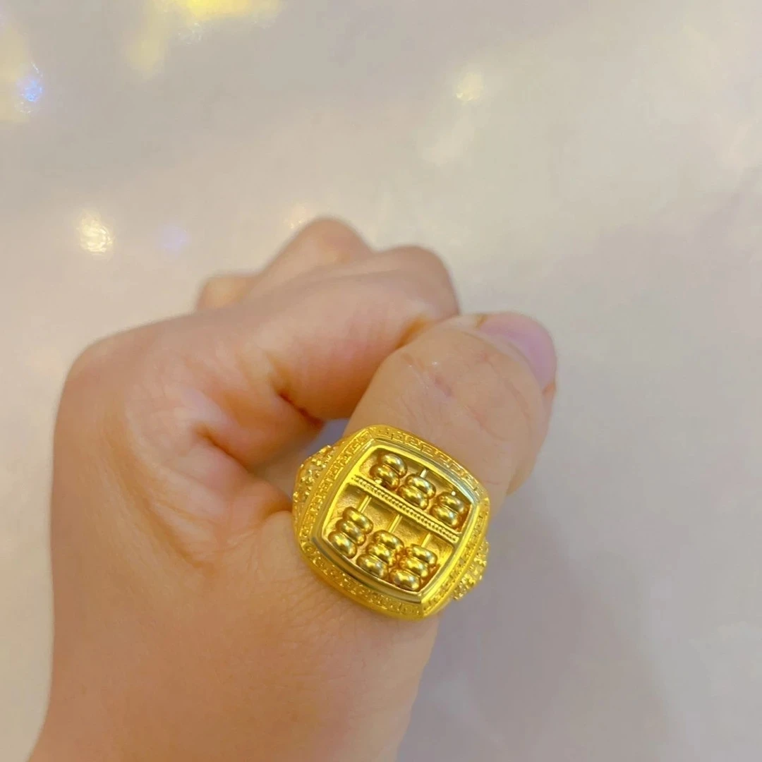 铜合金戒指 男士新款算盘戒指（珠子可活动）