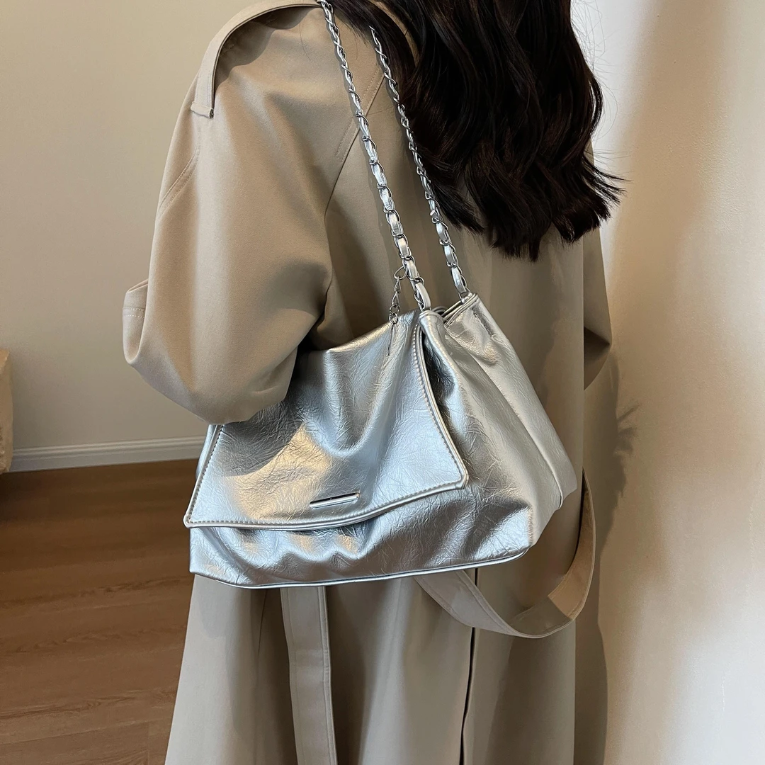 大容量包包女2024新款简约百搭链条单肩斜挎包时尚休闲通勤托特包