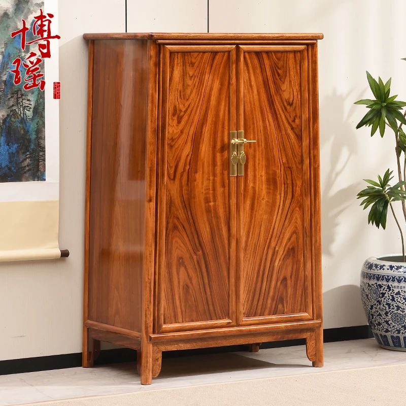 香樟木圆角柜老樟木大衣柜全实木新中式衣橱卧室衣柜明式面条柜