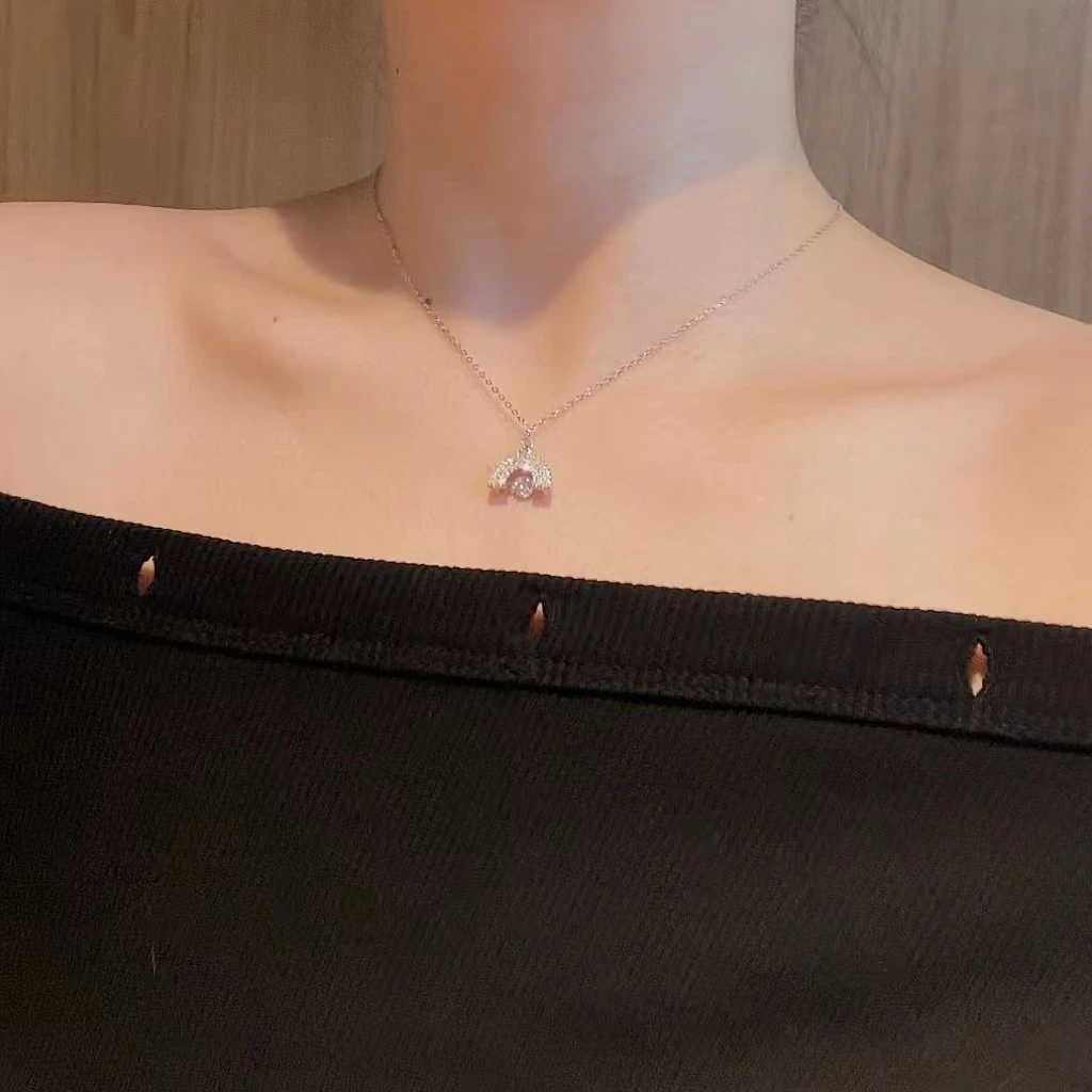 尚谛 坠链均925银 满钻彩虹锁骨链女小众设计轻奢项链百搭颈链