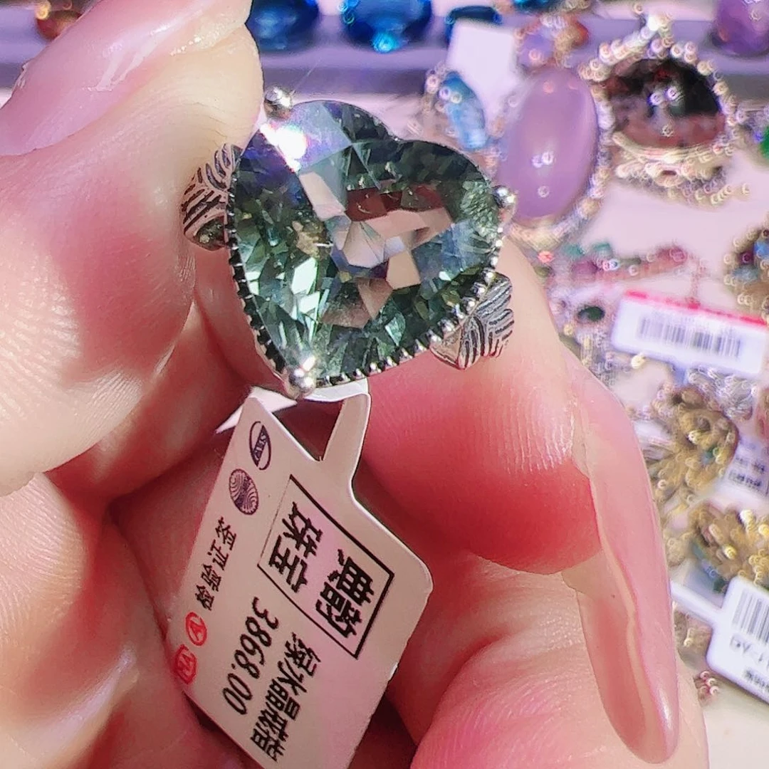 水晶水晶戒指银S925镶嵌