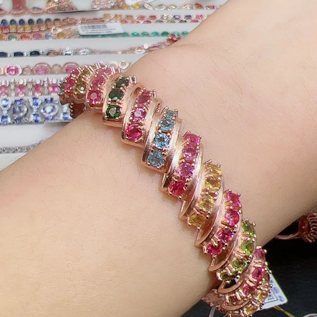 【闪购商品】碧玺手镯银S925镶嵌